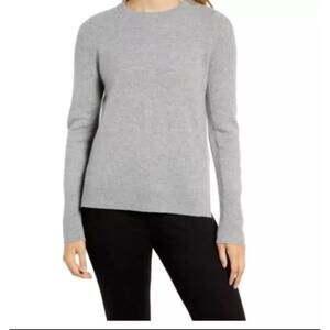 HALOGEN Nordstrom Heather Gray Cashmere Crewneck Long Sleeve Sweater medium